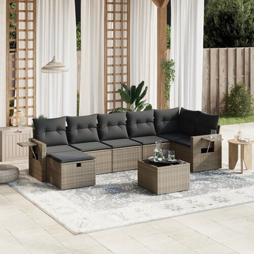 vidaXL 8-dijelni set vrtnih sofa od poliratana s jastucima sivi Cene