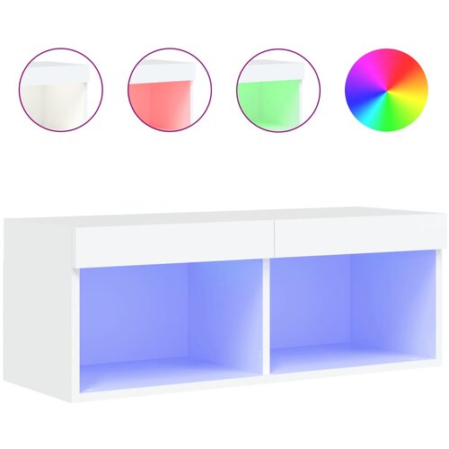 Maison Chic TV omarica - TV stojalo - Televizijska omarica z LED lučmi bela 80x30x30 cm, (21701089) Slike