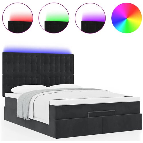  Ottoman krevet s madracima i LED diodama crni 140x200 cm bar&amp;scaron;un Slike