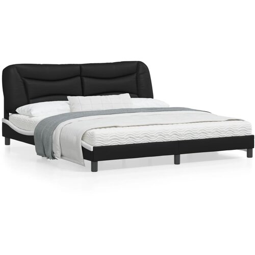 VidaXL Okvir kreveta LED crno-bijeli 180 x 200 cm od umjetne kože Slike