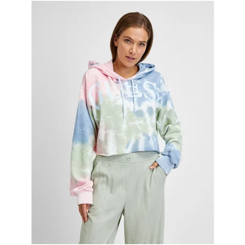 Guess Green-Blue Women's Batik Cropped Hoodie - Women