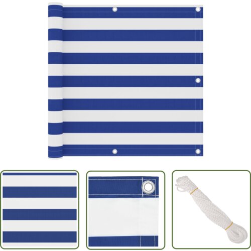  The Living Store Balkonsko platno belo in modro 90x400 cm oksford blago - Balkonsko Platno, (21743303) Slike