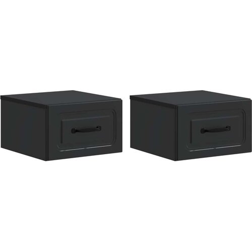 Noćni ormarić za montažu na zid 2 pcs Crna 34 5 x 33 x 20 cm - Crna 2 Cene