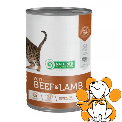 Nature's Protection adult beef&lamb 400g, vlažna hrana za odrasle mačke Slike