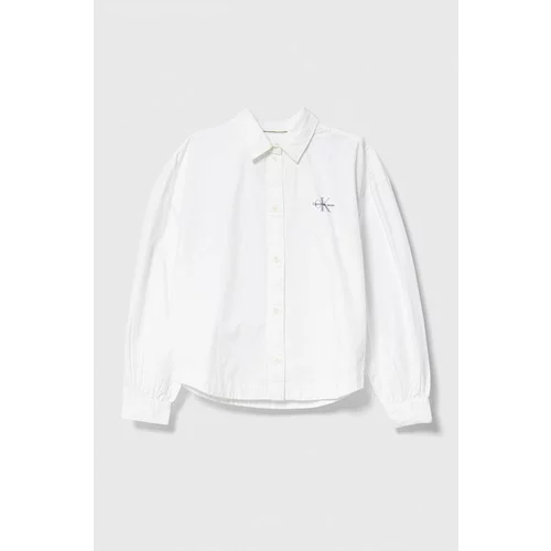 Calvin Klein Jeans Otroška bombažna srajca bela barva