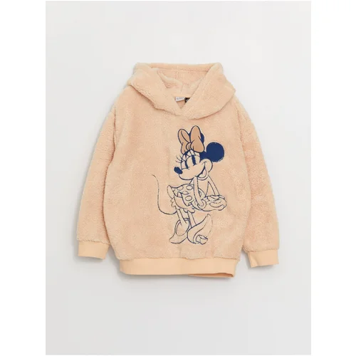 LC Waikiki Minnie Mouse Embroidered Plush Girls' Hoodie