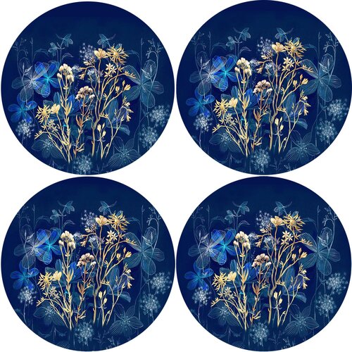 Bertoni Home Unisex's 4 Thick Round Table Pads Set Midnight Navy Blue Slike