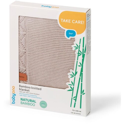 BabyOno Pletena bambus odeja z volanom 75x100 cm, bež Slike