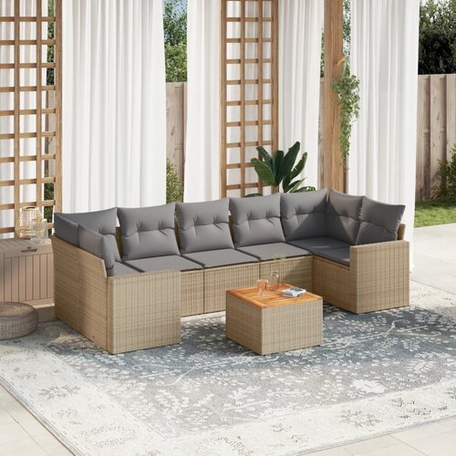 vidaXL 8-dijelni set vrtnih sofa s jastucima bež od poliratana Cijene