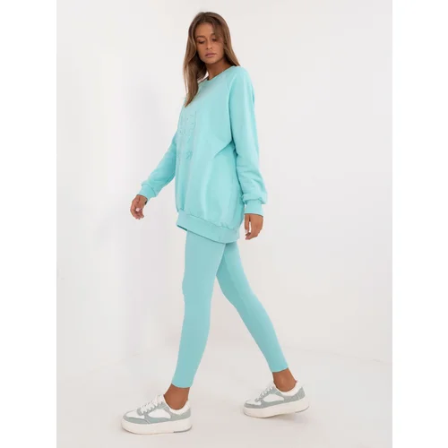 Fashion Hunters Light blue women's cotton tracksuit