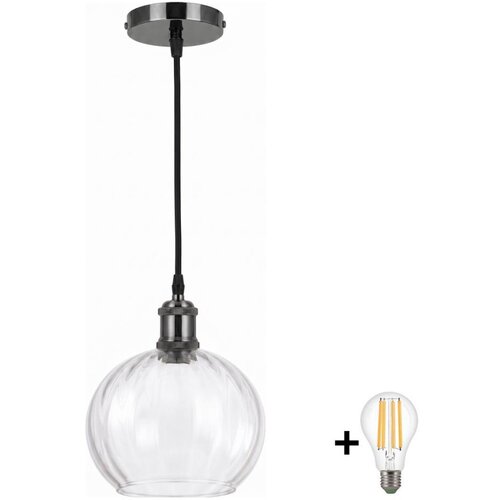 Brilagi LED luster na sajli RETRO GLASS 1xE27/60W/230V &amp;Oslash; 25 cm crna/prozirna Slike