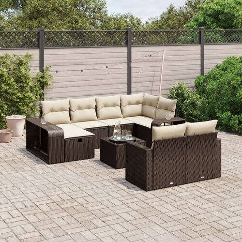 vidaXL 11-dijelni set vrtnih sofa od poliratana s jastucima smeđi Cijene