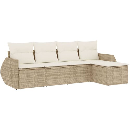 Maison Chic Seti vrtnega pohi&amp;scaron;tva - Vrtna garnitura - Vrtni pohi&amp;scaron;tvo set 5-delna z blazinami bež poli ratan, (21820055) Slike