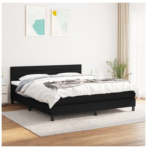  Box spring postelja z vzmetnico črna 180x200 cm blago Cene