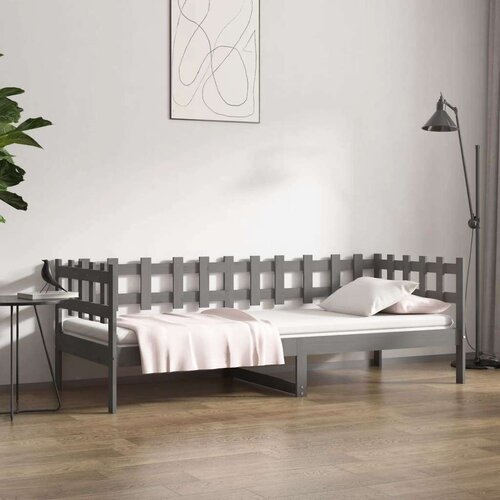  Dnevni ležaj sivi 80 x 200 cm od masivne borovine Slike
