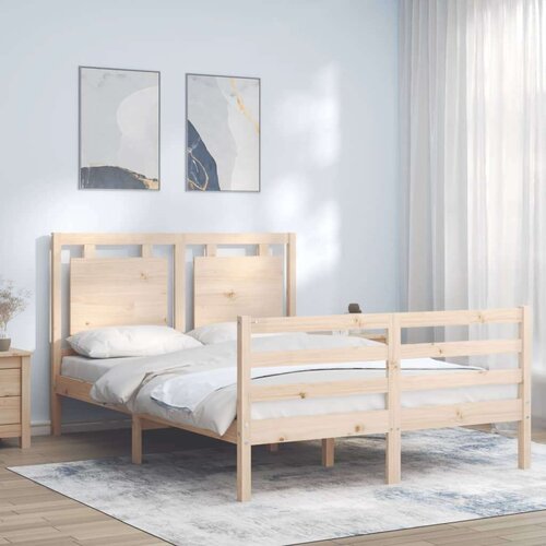 VidaXL Okvir kreveta s uzglavljem 120 x 200 cm od masivnog drva Slike