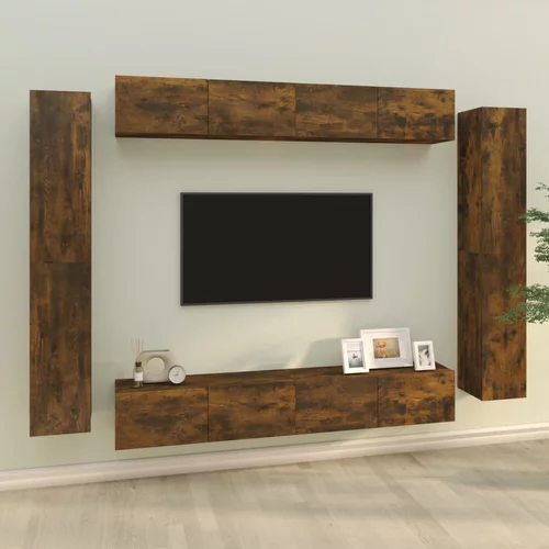 vidaXL Komplet TV omaric 8-delni dimljen hrast konstruiran les