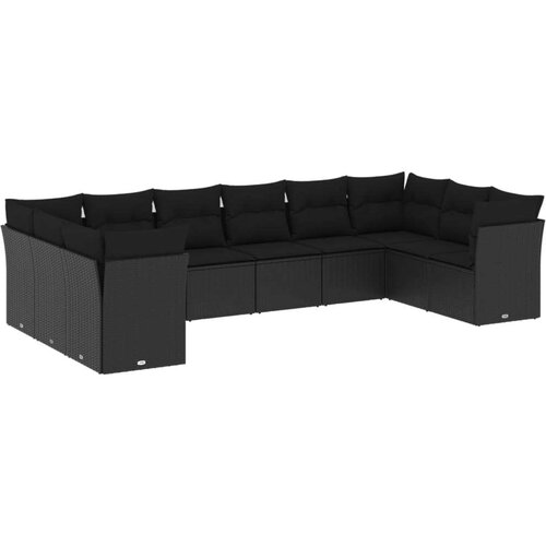 vidaXL 10-dijelni set vrtnih sofa s jastucima crni od poliratana Cijene