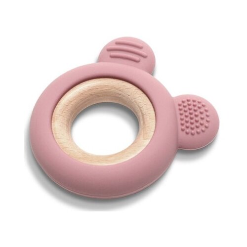Lorelli silikonsko drvena glodalica za bebe bear - natural deep pink ( 10210910002 ) Slike