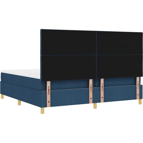  LED Box Spring Krevet s uzglavljem Plava 200 x 200 cm tkanina Slike
