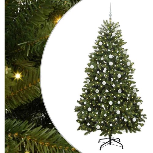  Umjetno božićno drvce s nogom Zelena 210 cm PVC i čelik Slike