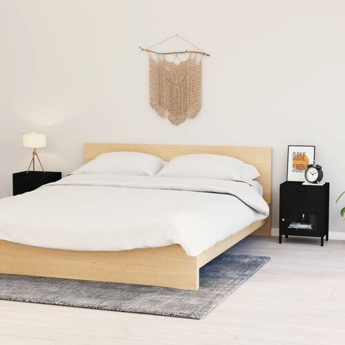  Noćni ormarići 2 kom crni 40 x 30 x 54,5 cm od čelika i stakla Slike