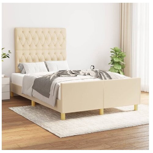 Posteljni okvir z vzglavjem krem 120x200 cm blago Cene