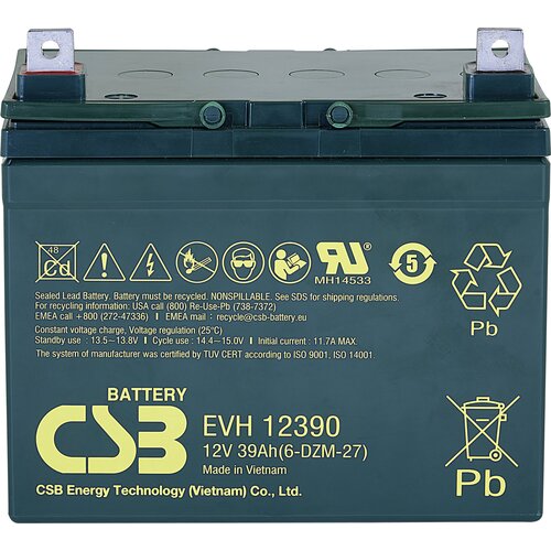 CSB Battery Svinčev akumulator 12 V 39 Ah EVH 12390 EVH12390 svinčeno-koprenasti (AGM) (ŠxVxG) 196 x 178 x 155mm M6 vijačni priključek stabilni cikli,, (20438607) Cene