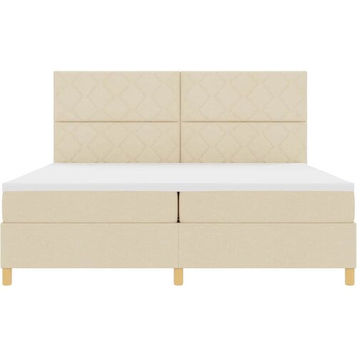  LED Box Spring Krevet s uzglavljem Krema 200 x 200 cm tkanina Slike