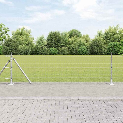 vidaXL evropska ograja z 13 flanšastimi stebri 0.4x25 m pocinkano jeklo Cene