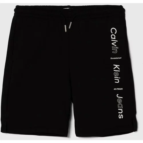Calvin Klein Jeans Otroške bombažne kratke hlače črna barva