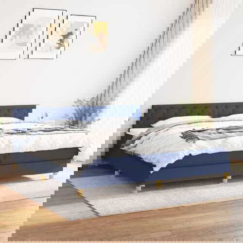 The Living Store Box spring postelja z vzmetnico moder 200x200 cm blago - Box Spring Postelja, (21513857) Slike