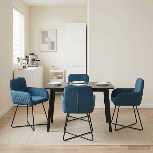 vidaXL Trpezarijske stolice 4 pcs Baršun Plava 59 x 56,5 x 86 cm Cene