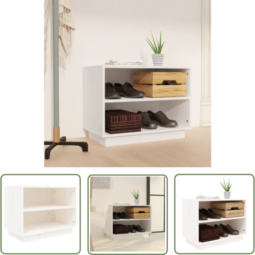 The Living Store Omarica za čevlje bela 60x34x45 cm trdna borovina - Omarica Za Čevlje, (21744709) Cene
