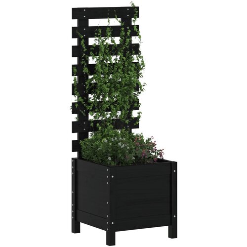  Vrtna sadilica sa stalkom crna 39x39,5x114 cm masivna borovina Slike