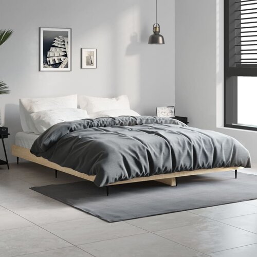 VidaXL Okvir za krevet boja hrasta 140x190 cm od konstruiranog drva Slike
