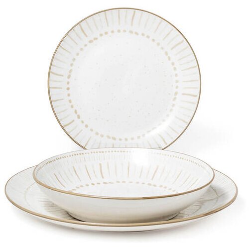 Mhome set krožnikov Spring, porcelan, bela/rjava, 18 kos Cene