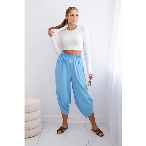 Kesi Włoski Trousers with wide leg and pockets blue Slike