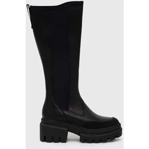 Timberland Usnjeni elegantni škornji Everleigh Boot Tall ženski, črna barva, TB0A5YMR0151