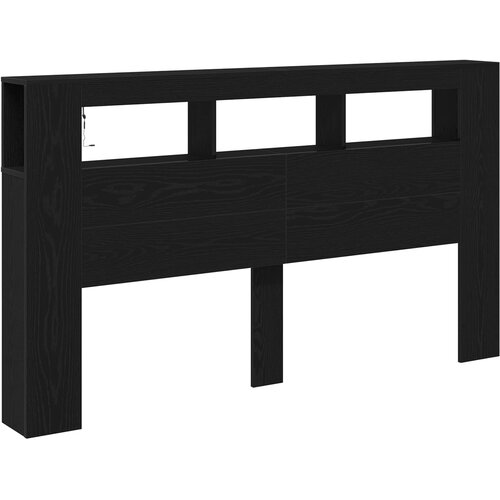  LED glava kreveta s policom Crni hrast 180 x 18,5 x 103,5 cm Slike