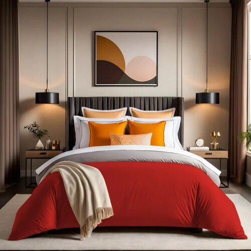  tonne orage - rock red ranforce king quilt cover (fr) (it) Cene