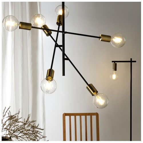  ONLI - Visilica na sajli CROSS 6xE27/22W/230V crna/mesing Cene