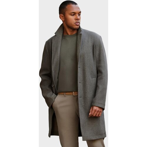 Ombre Men&amp;#039;s lightweight single-breasted coat - graphite-khaki Slike
