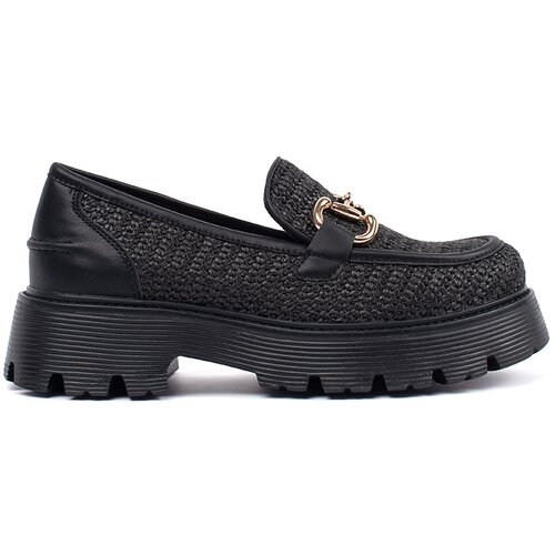 GOODIN Black platform loafers with gold chain Cijene