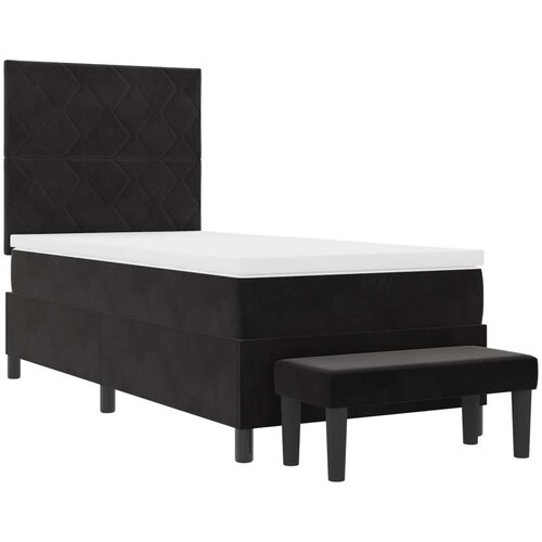 Box Spring Krevet s madracem i klupom Crni 100x200 cm Bar&amp;scaron;un Slike