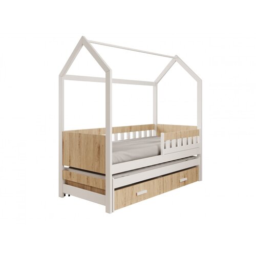 ADRK Dje�ji krevet Ku�ica Jaspis s madracem 87 cm - BIJELA-HRAST Cijene