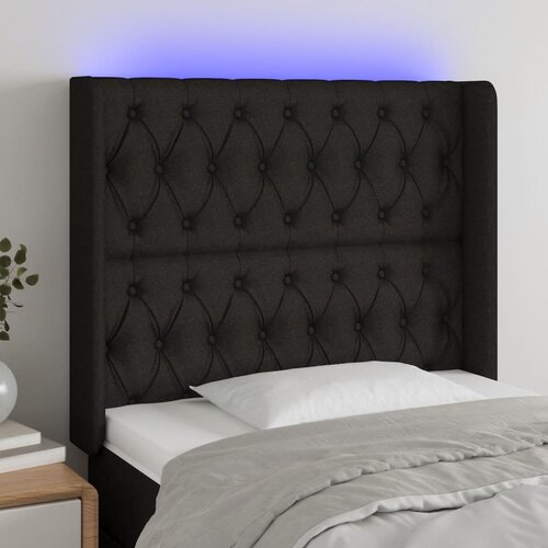  Uzglavlje crno 103 x 16 x 118/128 cm od tkanine Slike