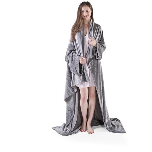 DecoKing Siva TV odeja iz mikrovlaken Lazy, 200 x 170 cm Slike