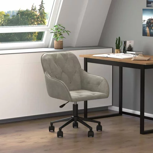  Vrtljiv pisarniški stol svetlo siv žamet, (20669191)
