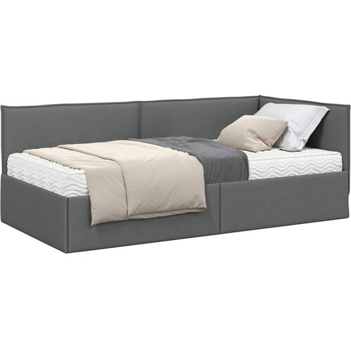 vidaXL Kutni krevetni okvir s madracem s uzglavljem 2 pcs Siva Bar&scaron;un - Tamno siva 80 x 200 cm Cijene